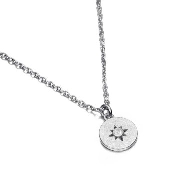 Collar plata de ley con charm redondo y estrellita con espectrolita