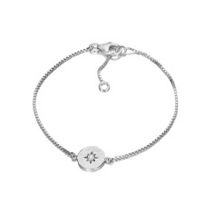 Pulsera plata de ley con charm redondo y estrellita con espectrolita