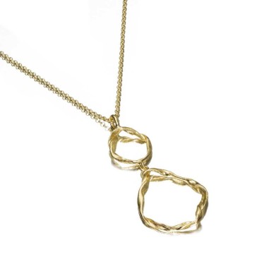 Colgante irregular dos eslabones plata de ley con baño de oro 18k