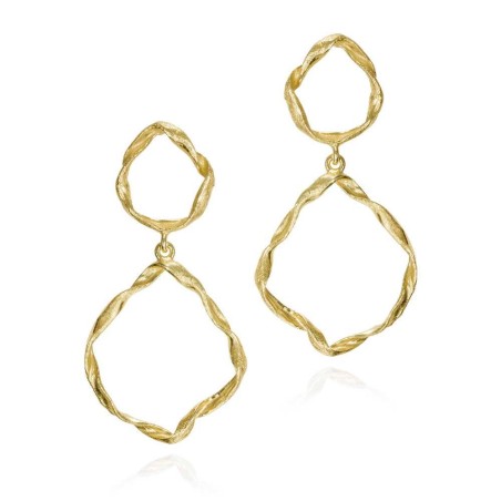 Pendientes irregular dos eslabones plata de ley con baño de oro 18k