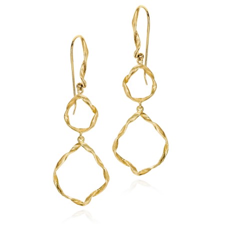Pendientes gancho irregulares plata de ley con baño de oro 18k
