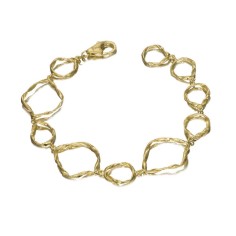Pulsera eslabones irregulares plata de ley con baño de oro 18k