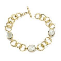 Pulsera de eslabones y Espectrolitas en baño de oro 18k