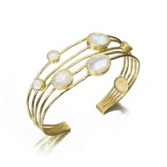Brazalete de 5 hilos con Espectrolitas en baño de oro 18k