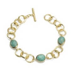 Pulsera de eslabones y Amazonita con baño de oro 18k