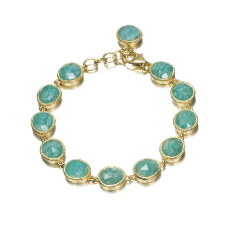 Pulsera pequeña de Amazonita en baño de oro 18k