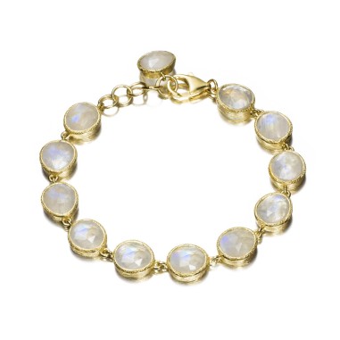Pulsera pequeña de Espectrolita en baño de oro 18k