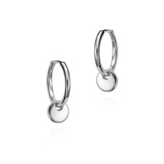 Pendientes de aro con círculo en plata de ley 925