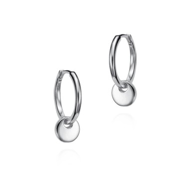 Pendientes de aro con círculo en plata de ley 925