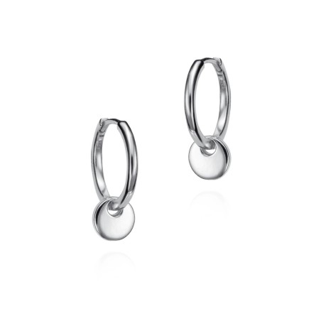 Pendientes de aro con círculo en plata de ley 925
