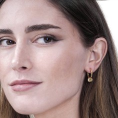 Pendientes de aro con círculo en plata de ley con baño de oro 18k 2