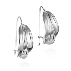 Pendientes ondulados con gancho en plata de ley 925