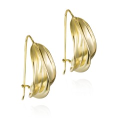 Pendientes ondulados con gancho en baño de oro 18k