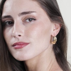 Pendientes ondulados con gancho en baño de oro 18k 2