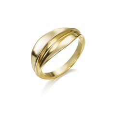 Anillo con diseño ondulado con baño de oro 18k