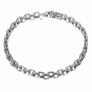 Collar de plata de ley 925 con eslabones de estilo floral