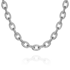 Collar de plata de ley 925 con eslabones de estilo floral 2