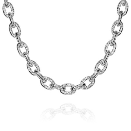 Collar de plata de ley 925 con eslabones de estilo floral