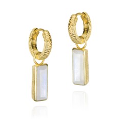 Pendientes de aro con espectrolita en plata de ley bañada en oro 18k