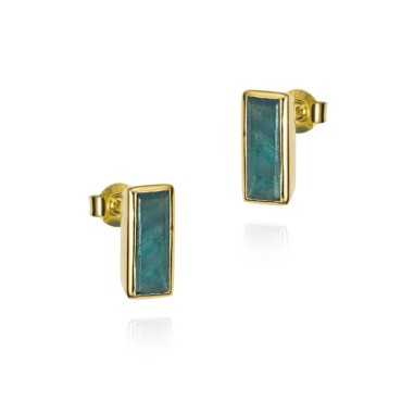 Pendientes de apatita en plata de ley bañada en oro 18k