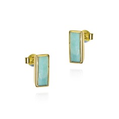 Pendientes de amazonita en plata de ley bañada en oro 18k