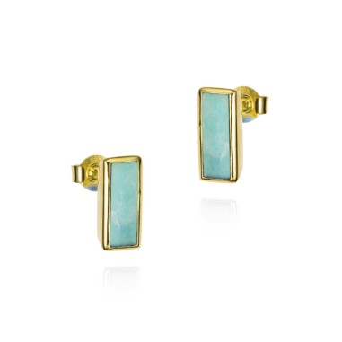 Pendientes de amazonita en plata de ley bañada en oro 18k