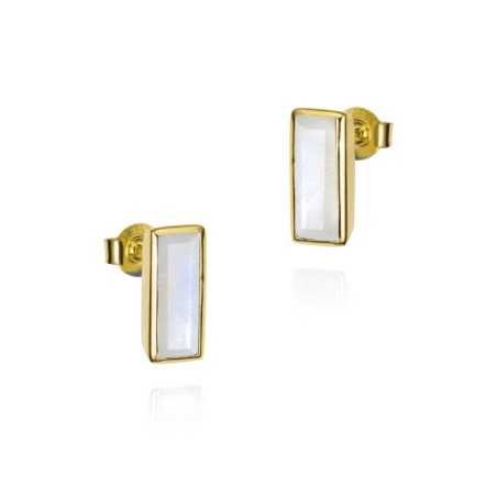 Pendientes de espectrolita en plata de ley bañada en oro 18k