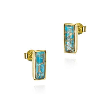 Pendientes de turquesa en plata de ley bañada en oro 18k