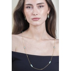 Collar largo con apatita en plata de ley bañada en oro 18k 2