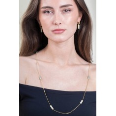 Collar largo con espectrolita en plata de ley bañada en oro 18k 2