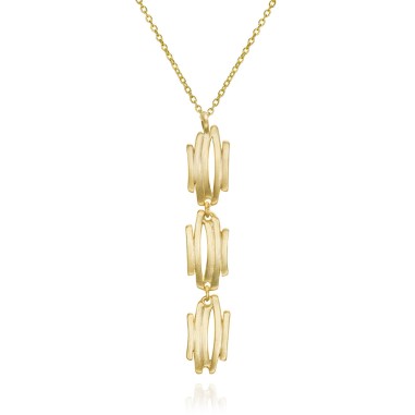 Colgante de motivo irregular largo con baño de oro 18k