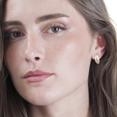 Pendientes midi con baño de oro 18k motivo irregular