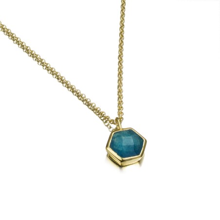 Colgante con Apatita hexagonal en baño de oro 18k