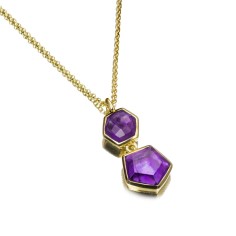Colgante con Amatistas geométricas en baño de oro 18k