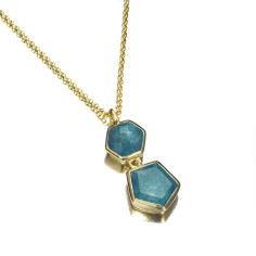 Colgante con Apatita geométrica en baño de oro 18k