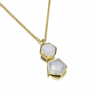 Colgante con Espectrolita geométrica en baño de oro 18k