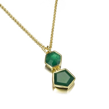 Colgante con Ónix Verde geométrico en baño de oro 18k
