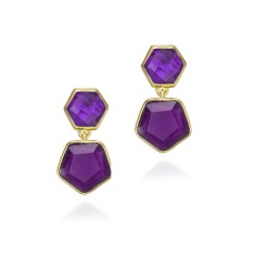 Pendientes de Amatistas geométricas en baño de oro 18k