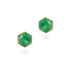 Pendientes midi Ónix Verde hexagonal con baño de oro 18k