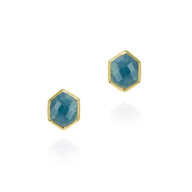 Pendientes de Apatita hexagonal con baño de oro 18k