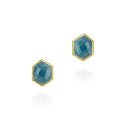 Pendientes de Apatita hexagonal con baño de oro 18k
