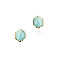 Pendientes de Amazonita hexagonal con baño de oro 18k