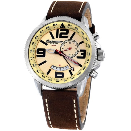 RELOJ DE ACERO PARA HOMBRE CON PULSERA DE PIEL CUARZO 47MM NECKMARINE X-PLORER ALARMA - NKM13757M09